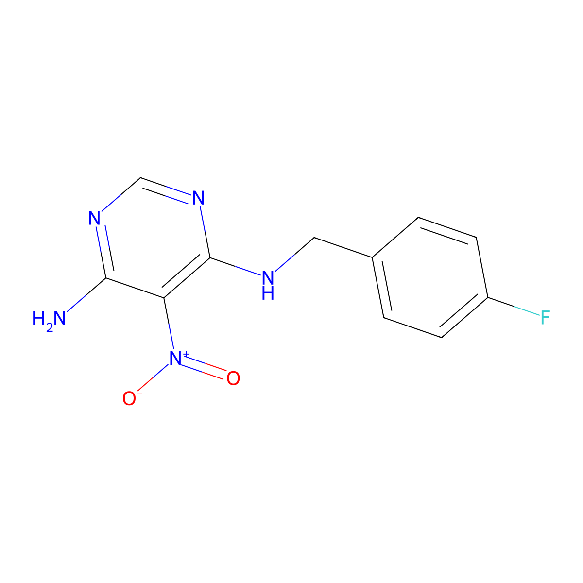 N-(4-fluorobenzyl)-5-nitro-4,6-pyrimidinediamine molecular structure, CAS 450344-88-4