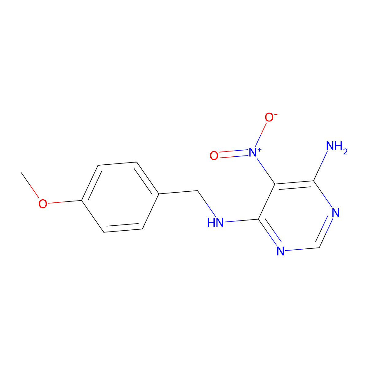 N4-(4-methoxybenzyl)-5-nitropyrimidine-4,6-diamine molecular structure, CAS 450344-91-9