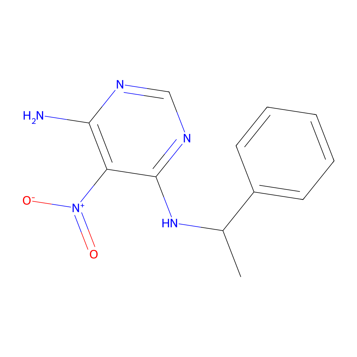 5-nitro-N4-(1-phenylethyl)pyrimidine-4,6-diamine molecular structure, CAS 450344-94-2