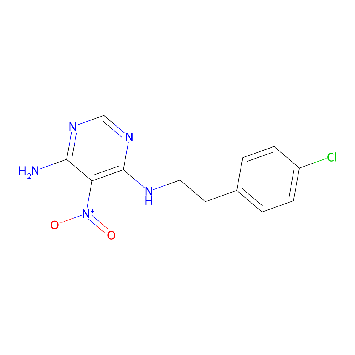 N4-(4-chlorophenethyl)-5-nitropyrimidine-4,6-diamine molecular structure, CAS 450344-95-3