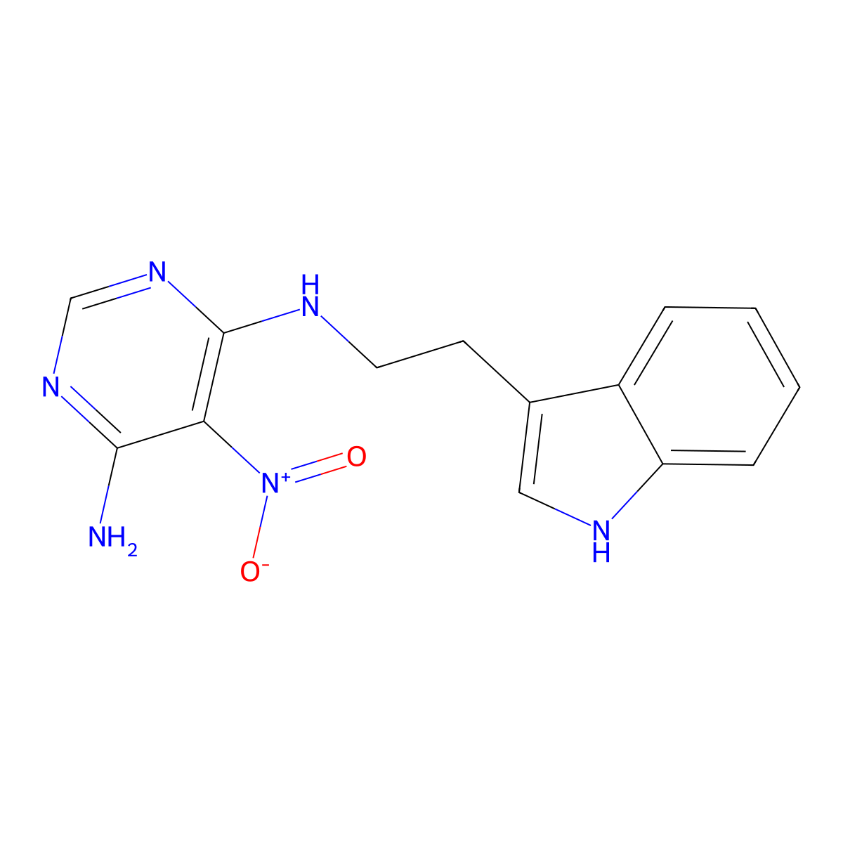 N-[2-(1H-indol-3-yl)ethyl]-5-nitropyrimidine-4,6-diamine molecular structure, CAS 450344-97-5