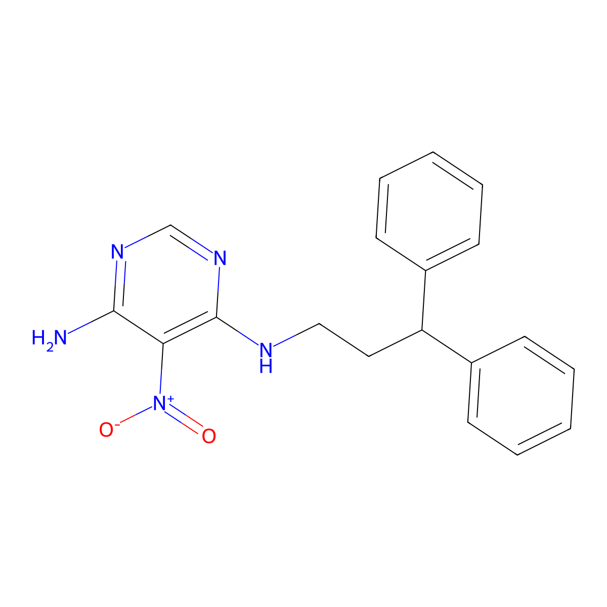 N4-(3,3-diphenylpropyl)-5-nitropyrimidine-4,6-diamine molecular structure, CAS 450345-00-3