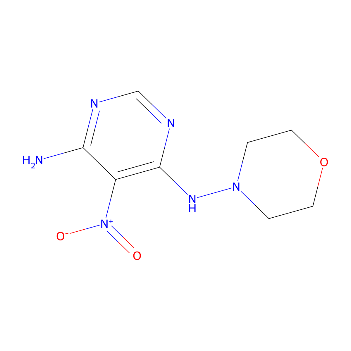 N4-morpholino-5-nitropyrimidine-4,6-diamine molecular structure, CAS 450345-01-4