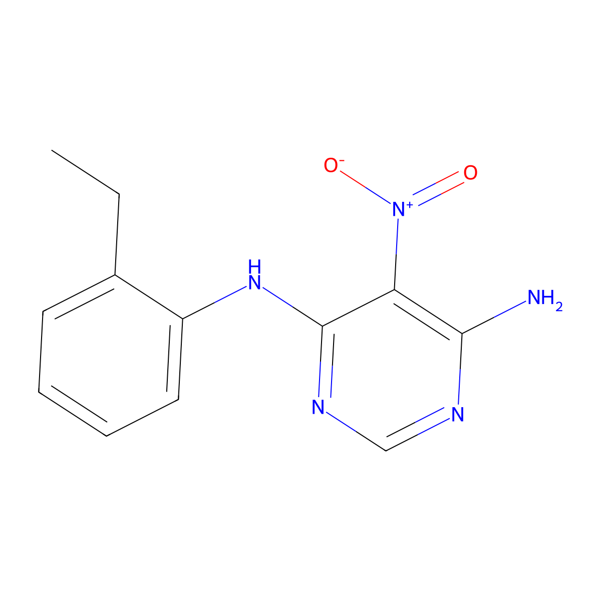 4-N-(2-ethylphenyl)-5-nitropyrimidine-4,6-diamine molecular structure, CAS 450345-04-7
