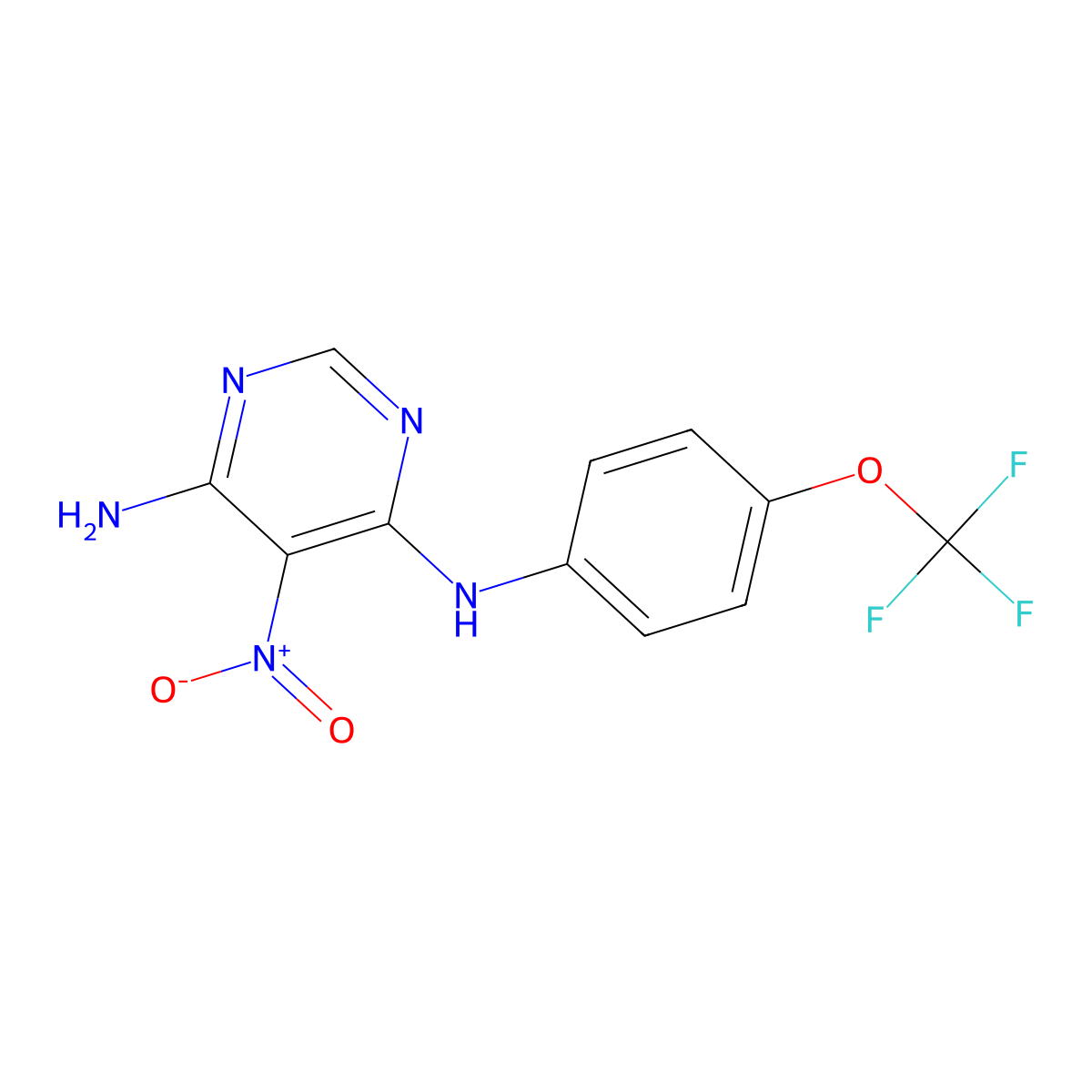 5-Nitro-N4-[4-(trifluoromethoxy)phenyl]pyrimidine-4,6-diamine molecular structure, CAS 450345-08-1