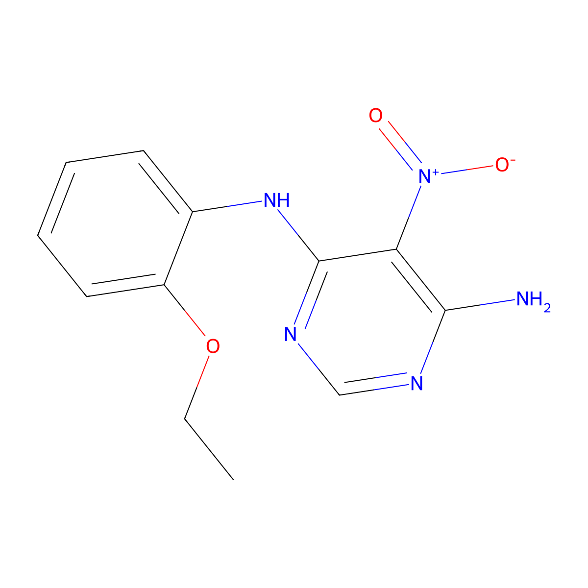 N4-(2-ethoxyphenyl)-5-nitropyrimidine-4,6-diamine molecular structure, CAS 450345-10-5