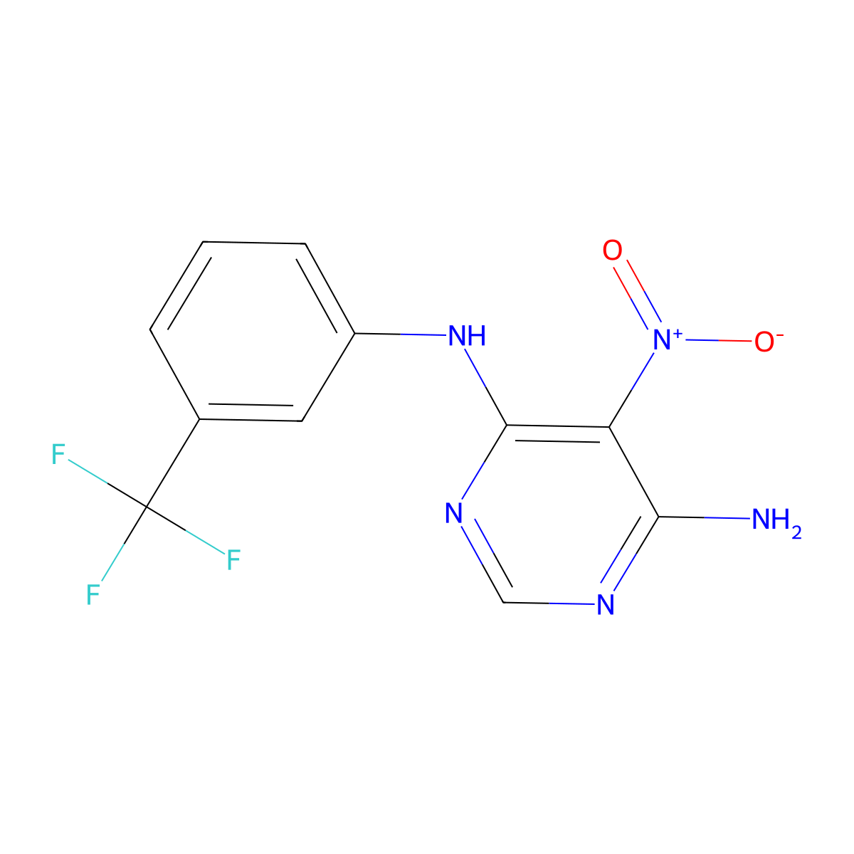 5-Nitro-N4-[3-(trifluoromethyl)phenyl]pyrimidine-4,6-diamine molecular structure, CAS 450345-13-8