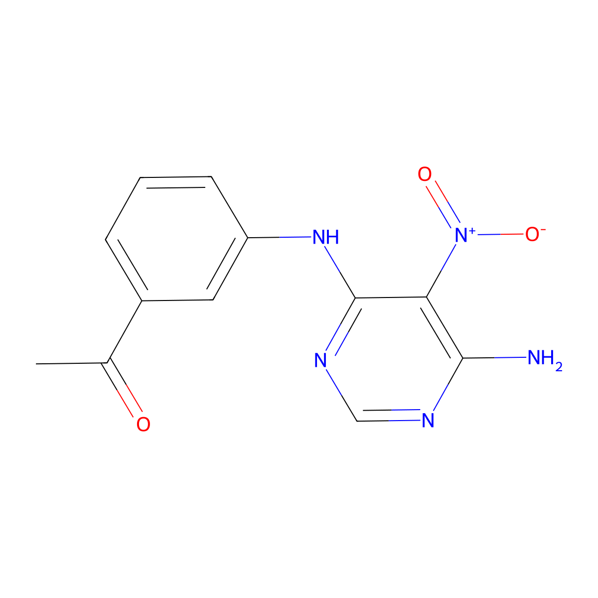 1-(3-((6-Amino-5-nitropyrimidin-4-yl)amino)phenyl)ethanone molecular structure, CAS 450345-14-9