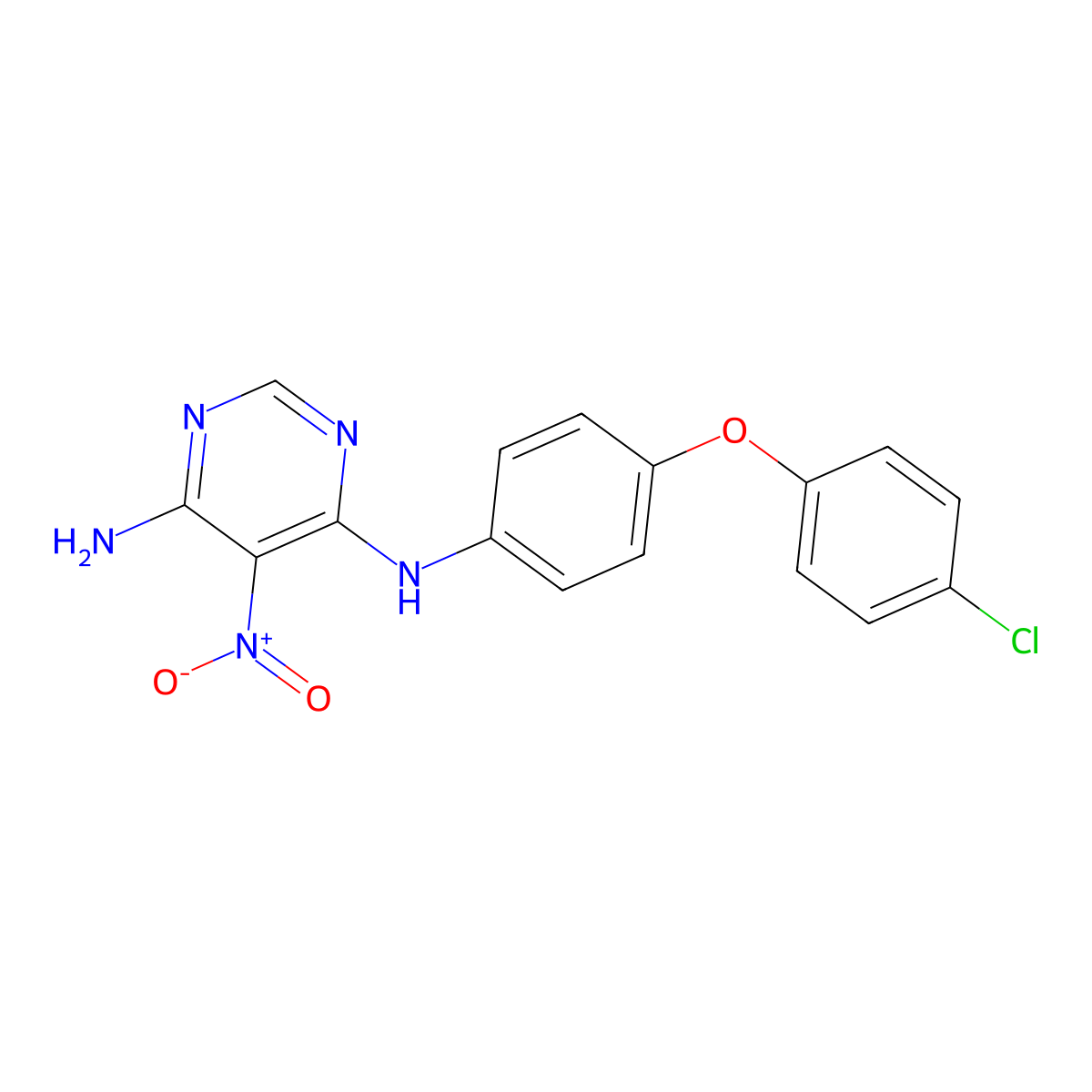 N4-[4-(4-Chlorophenoxy)phenyl]-5-nitropyrimidine-4,6-diamine molecular structure, CAS 450345-18-3