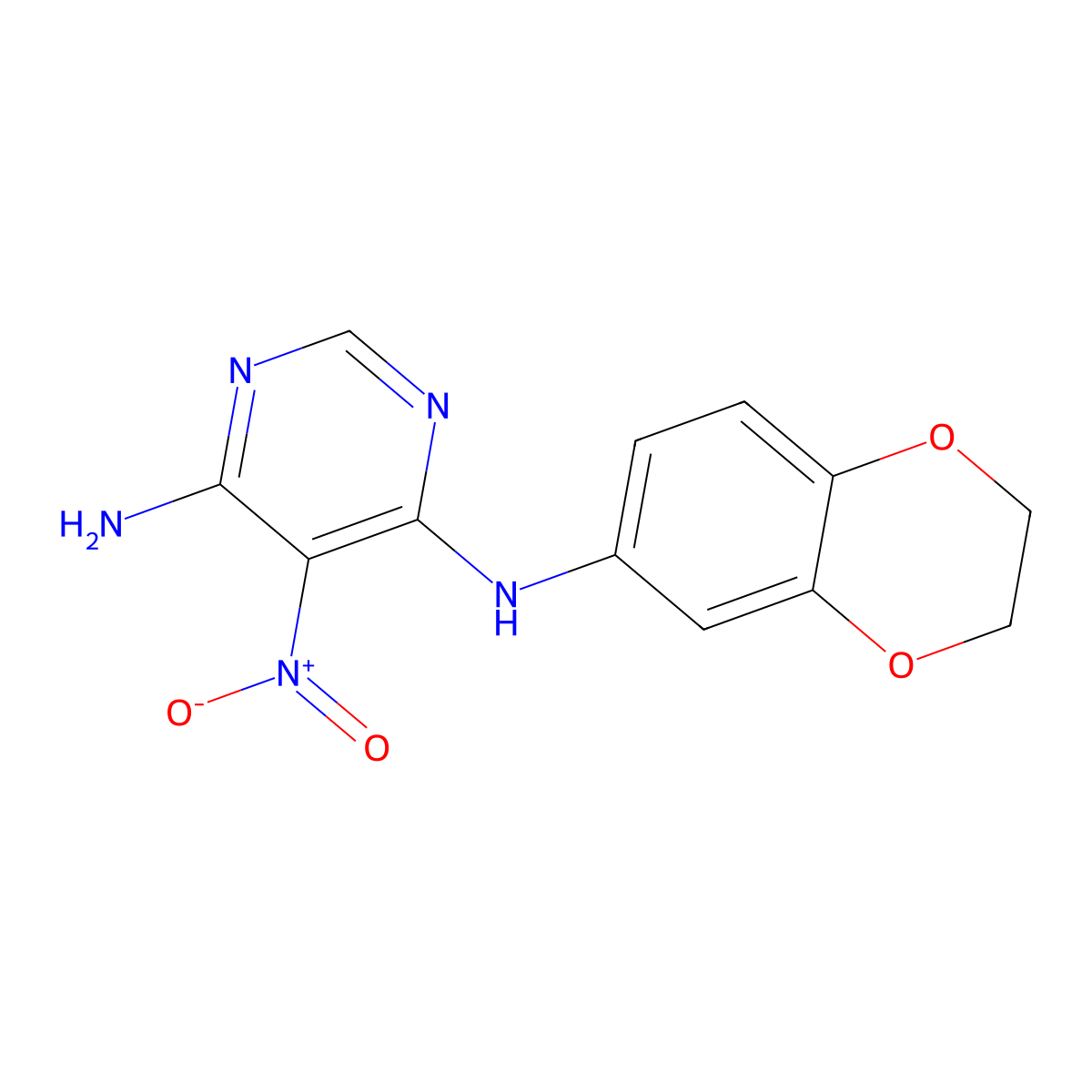 N-(2,3-dihydro-1,4-benzodioxin-6-yl)-5-nitropyrimidine-4,6-diamine molecular structure, CAS 450345-24-1