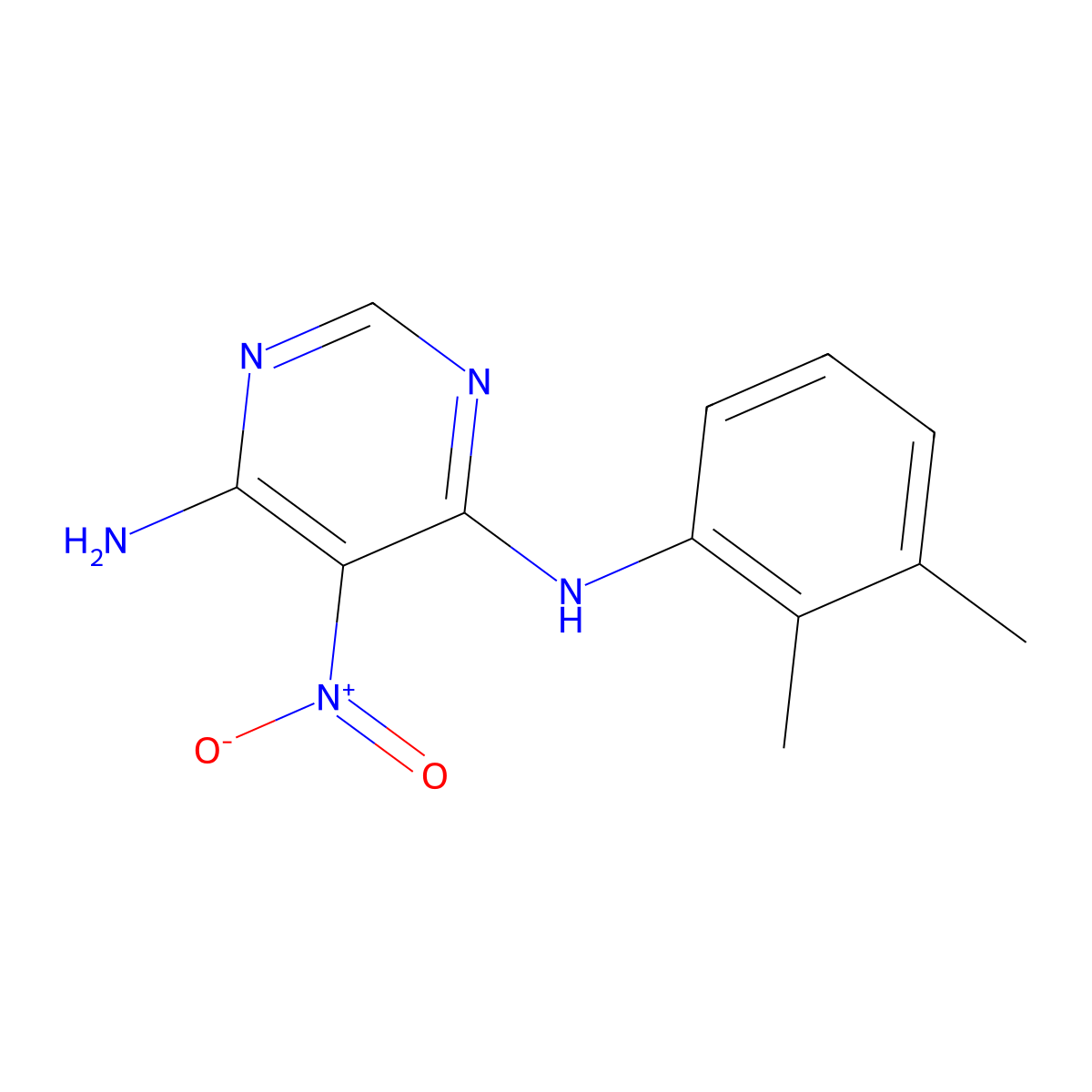 N4-(2,3-dimethylphenyl)-5-nitropyrimidine-4,6-diamine molecular structure, CAS 450345-25-2