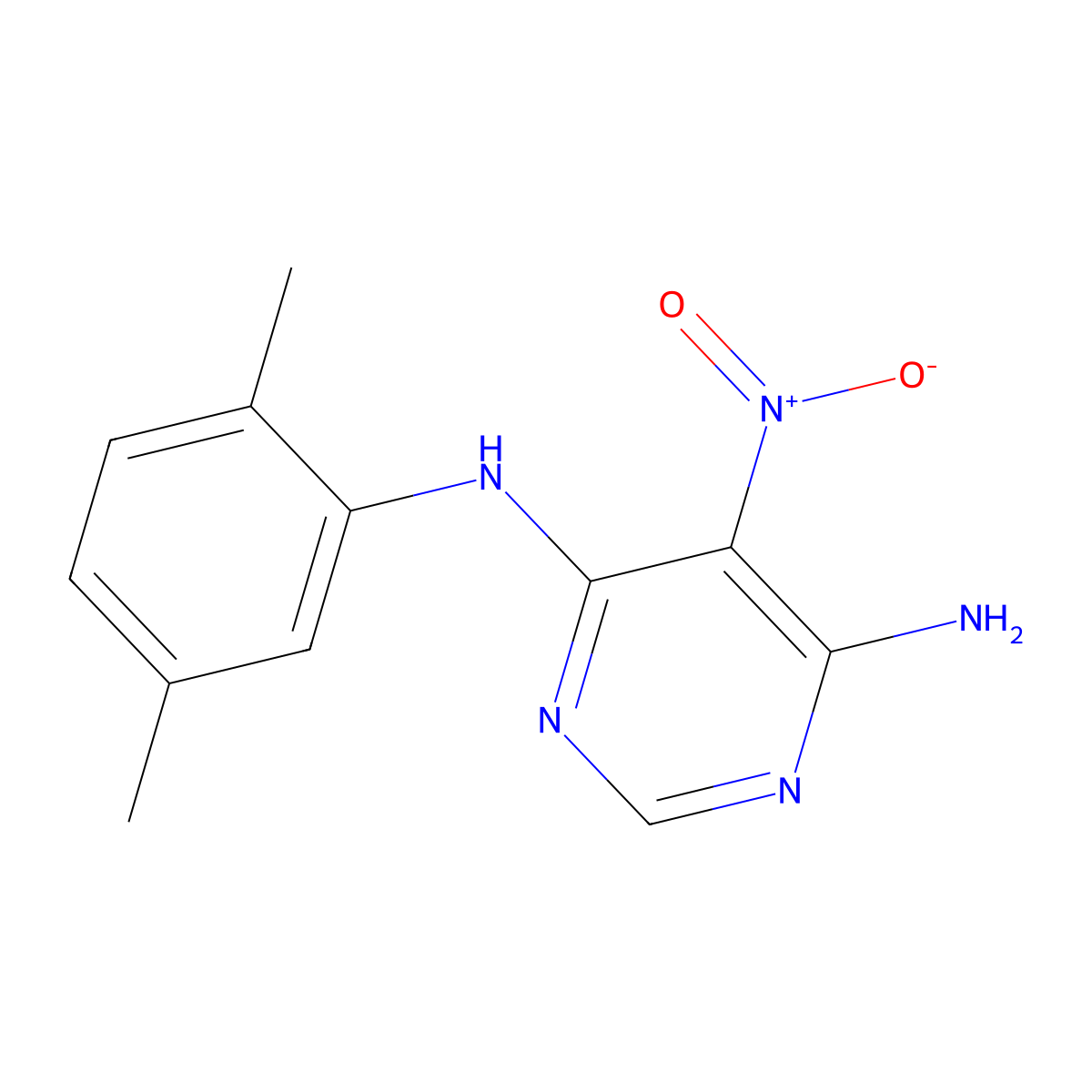 N4-(2,5-dimethylphenyl)-5-nitropyrimidine-4,6-diamine molecular structure, CAS 450345-27-4