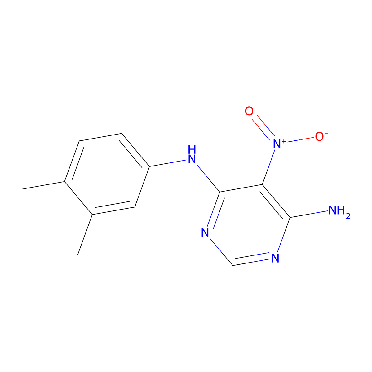 N4-(3,4-dimethylphenyl)-5-nitropyrimidine-4,6-diamine molecular structure, CAS 450345-28-5