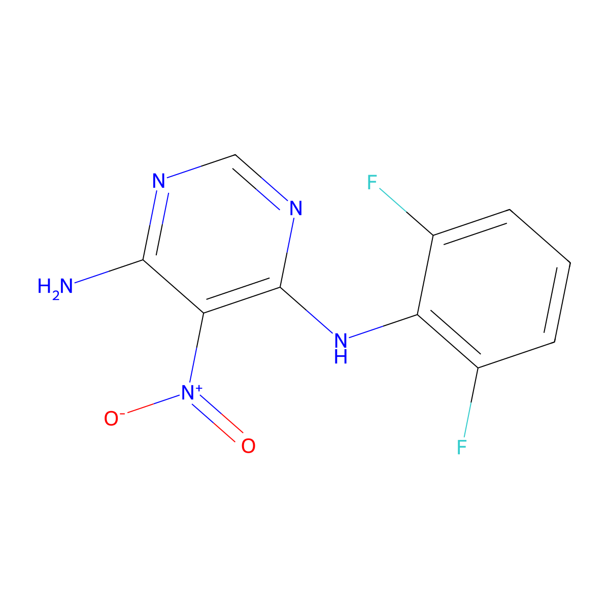 4-N-(2,6-difluorophenyl)-5-nitropyrimidine-4,6-diamine molecular structure, CAS 450345-30-9