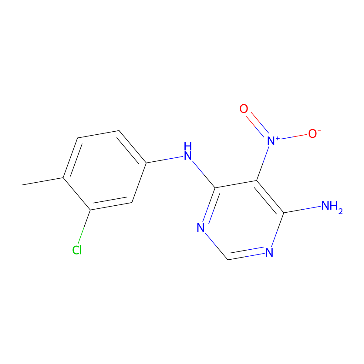 N4-(3-chloro-4-methylphenyl)-5-nitropyrimidine-4,6-diamine molecular structure, CAS 450345-33-2