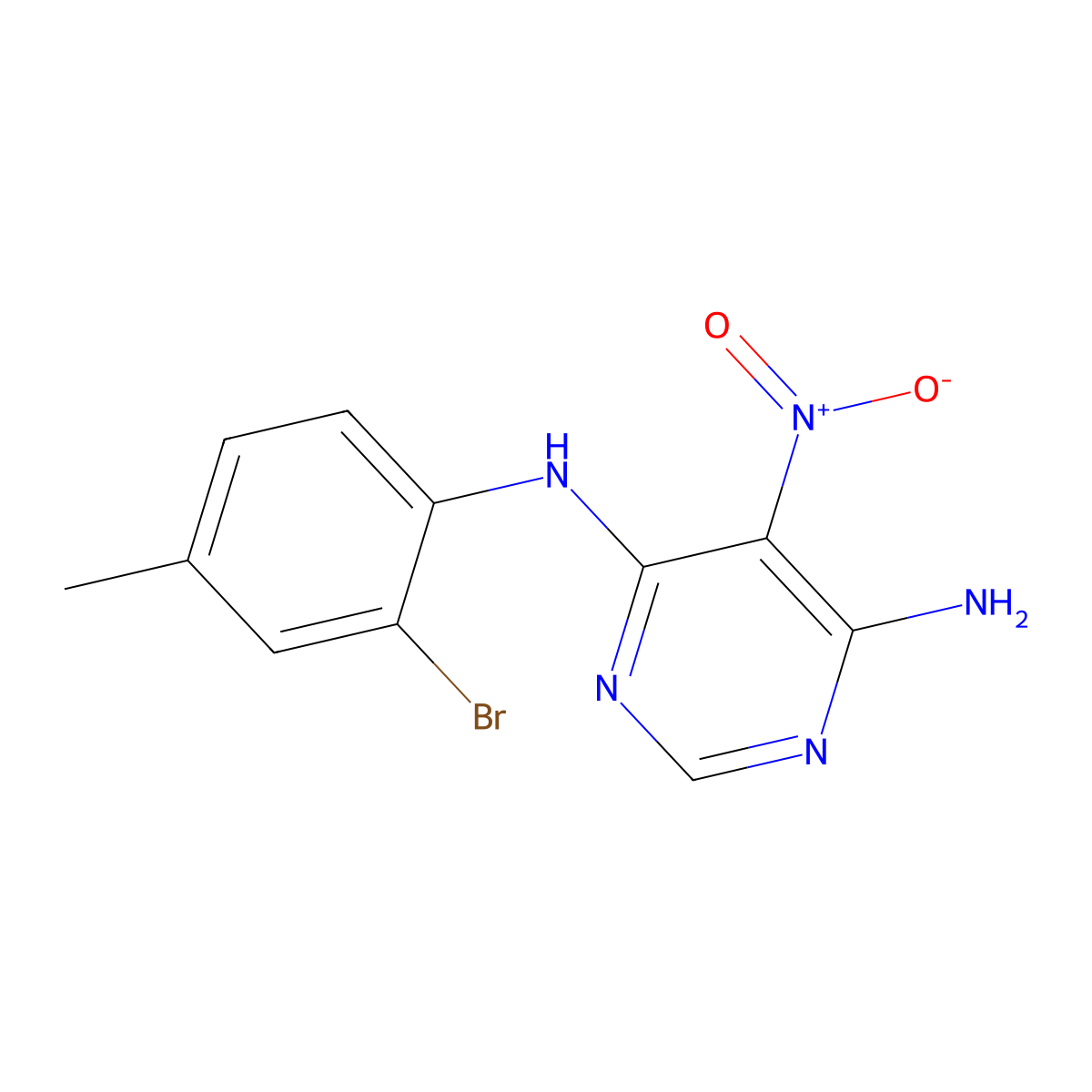 N4-(2-bromo-4-methylphenyl)-5-nitropyrimidine-4,6-diamine molecular structure, CAS 450345-34-3