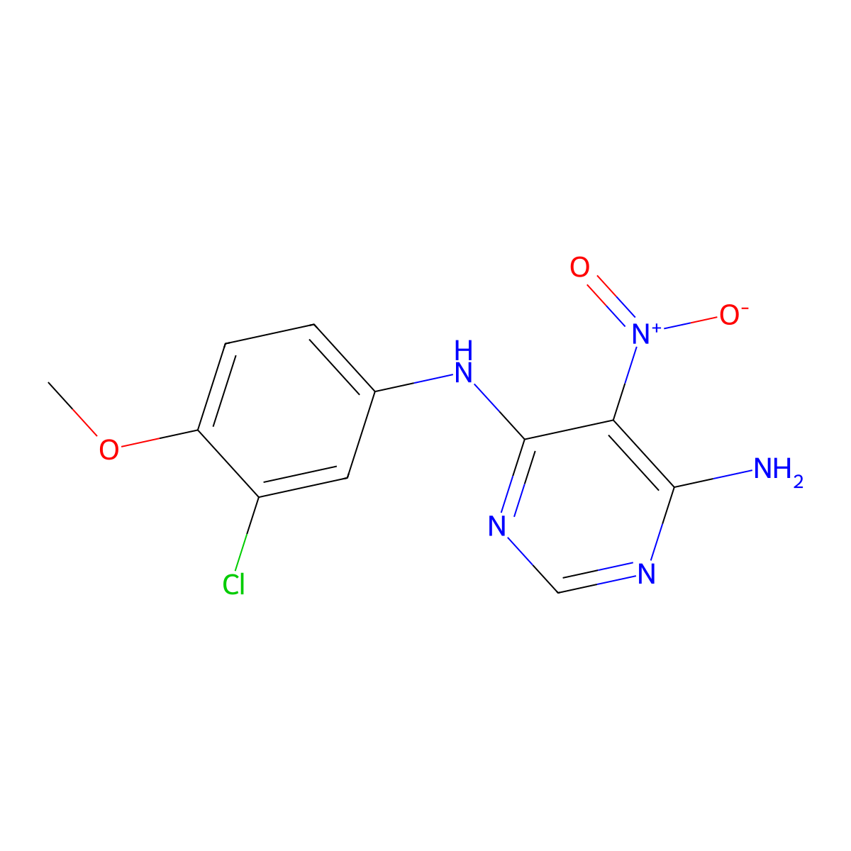 N4-(3-chloro-4-methoxyphenyl)-5-nitropyrimidine-4,6-diamine molecular structure, CAS 450345-36-5