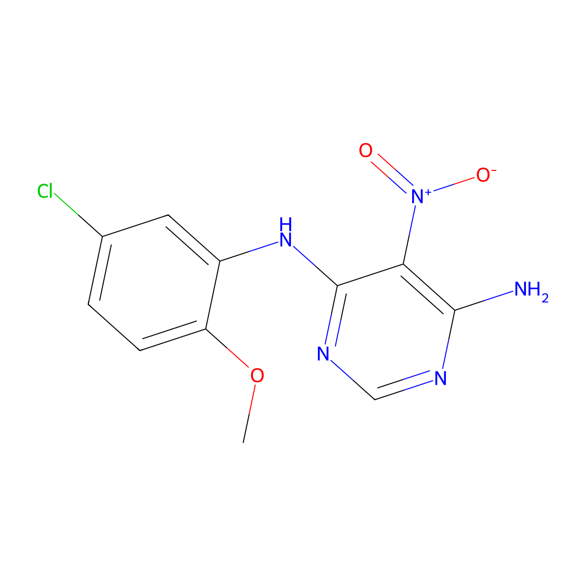 N4-(5-chloro-2-methoxyphenyl)-5-nitropyrimidine-4,6-diamine molecular structure, CAS 450345-37-6