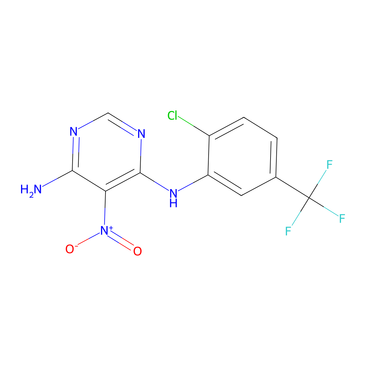 N4-[2-Chloro-5-(trifluoromethyl)phenyl]-5-nitropyrimidine-4,6-diamine molecular structure, CAS 450345-38-7