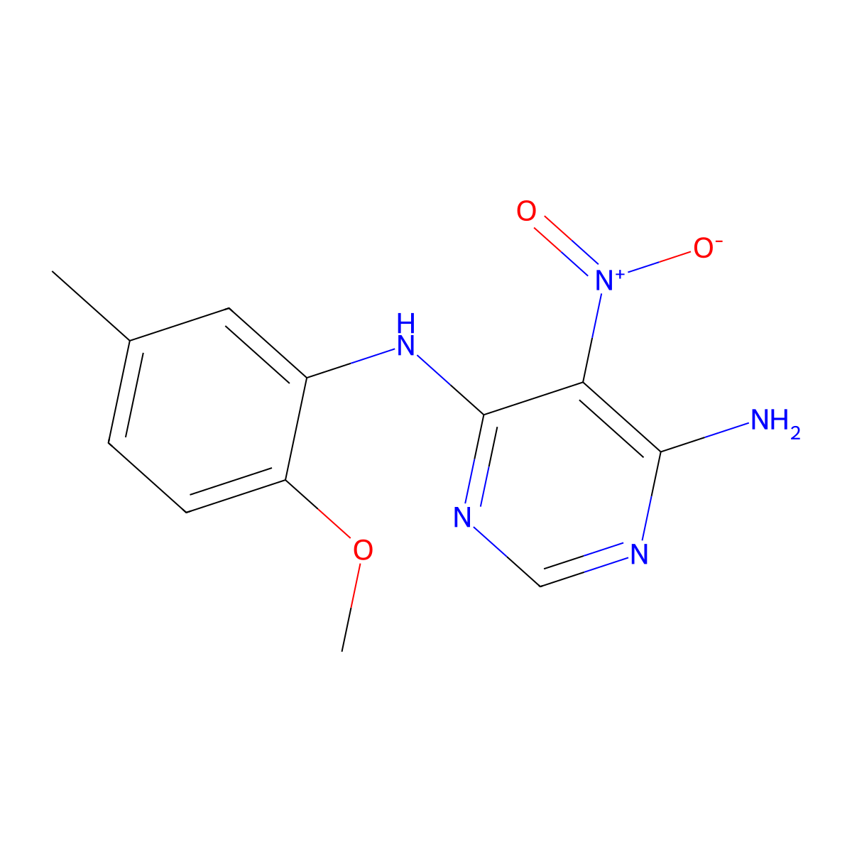 N4-(2-methoxy-5-methylphenyl)-5-nitropyrimidine-4,6-diamine molecular structure, CAS 450345-40-1