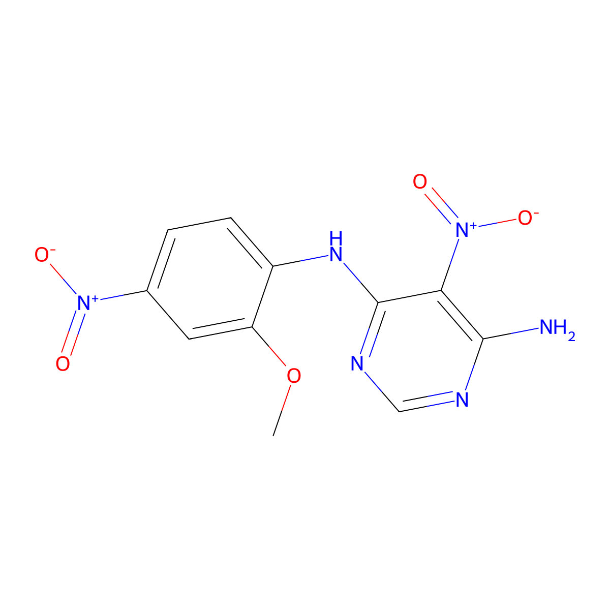 N4-(2-methoxy-4-nitrophenyl)-5-nitropyrimidine-4,6-diamine molecular structure, CAS 450345-41-2