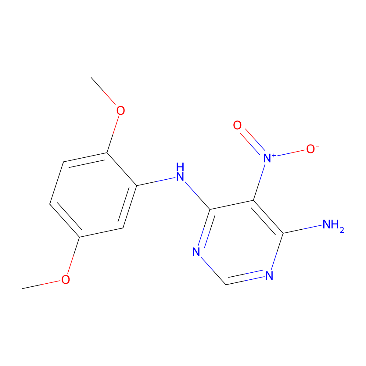 N4-(2,5-dimethoxyphenyl)-5-nitropyrimidine-4,6-diamine molecular structure, CAS 450345-45-6