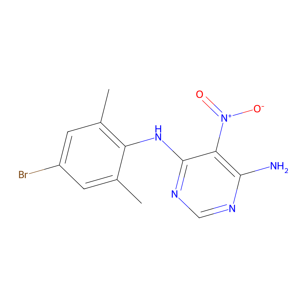 N4-(4-bromo-2,6-dimethylphenyl)-5-nitropyrimidine-4,6-diamine molecular structure, CAS 450345-50-3