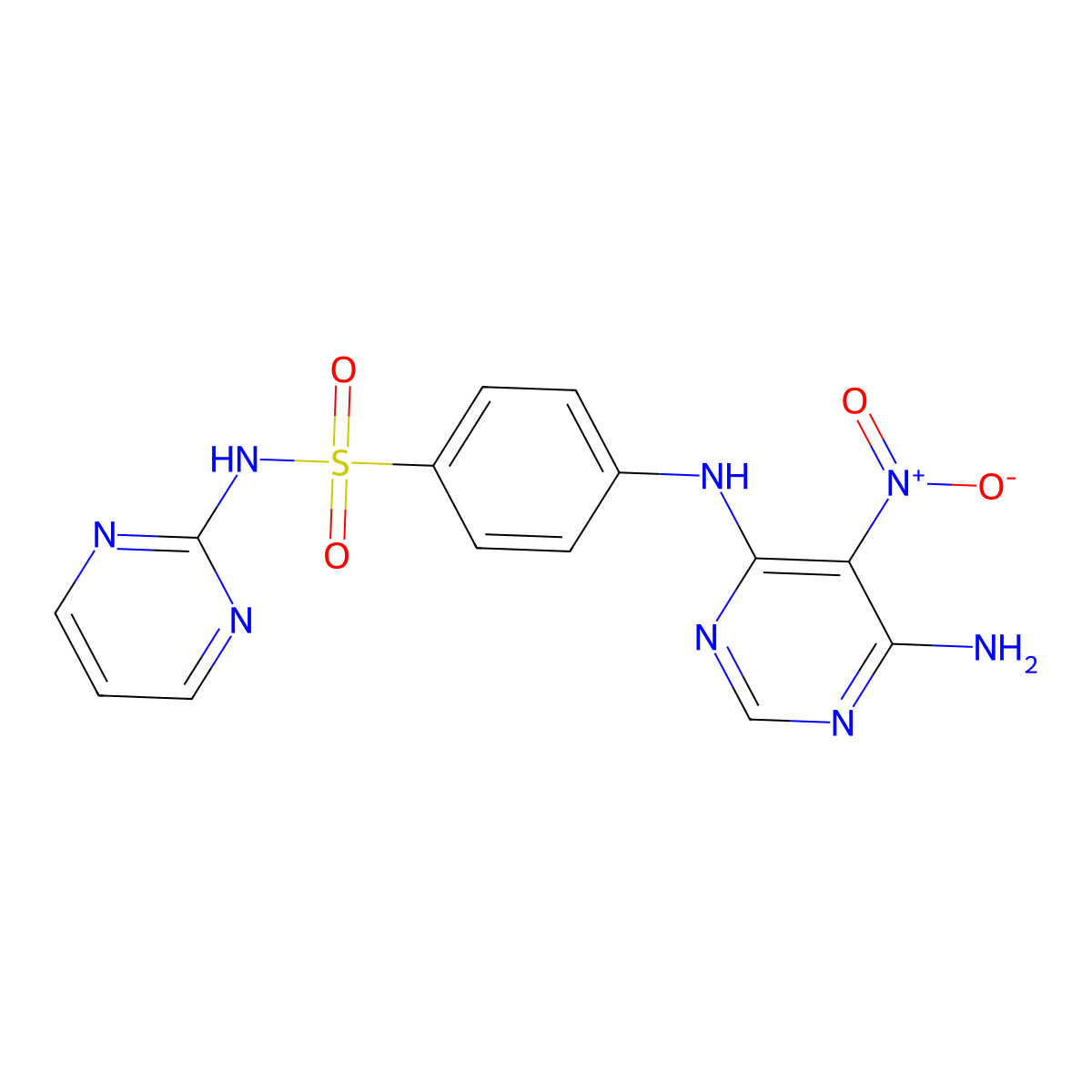 4-[(6-amino-5-nitropyrimidin-4-yl)amino]-N-pyrimidin-2-ylbenzenesulfonamide molecular structure, CAS 450345-56-9