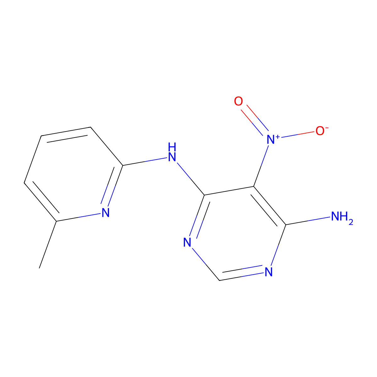 N4-(6-methylpyridin-2-yl)-5-nitropyrimidine-4,6-diamine molecular structure, CAS 450345-58-1