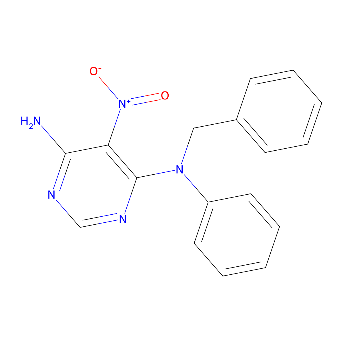 N4-benzyl-5-nitro-N4-phenylpyrimidine-4,6-diamine molecular structure, CAS 450345-59-2