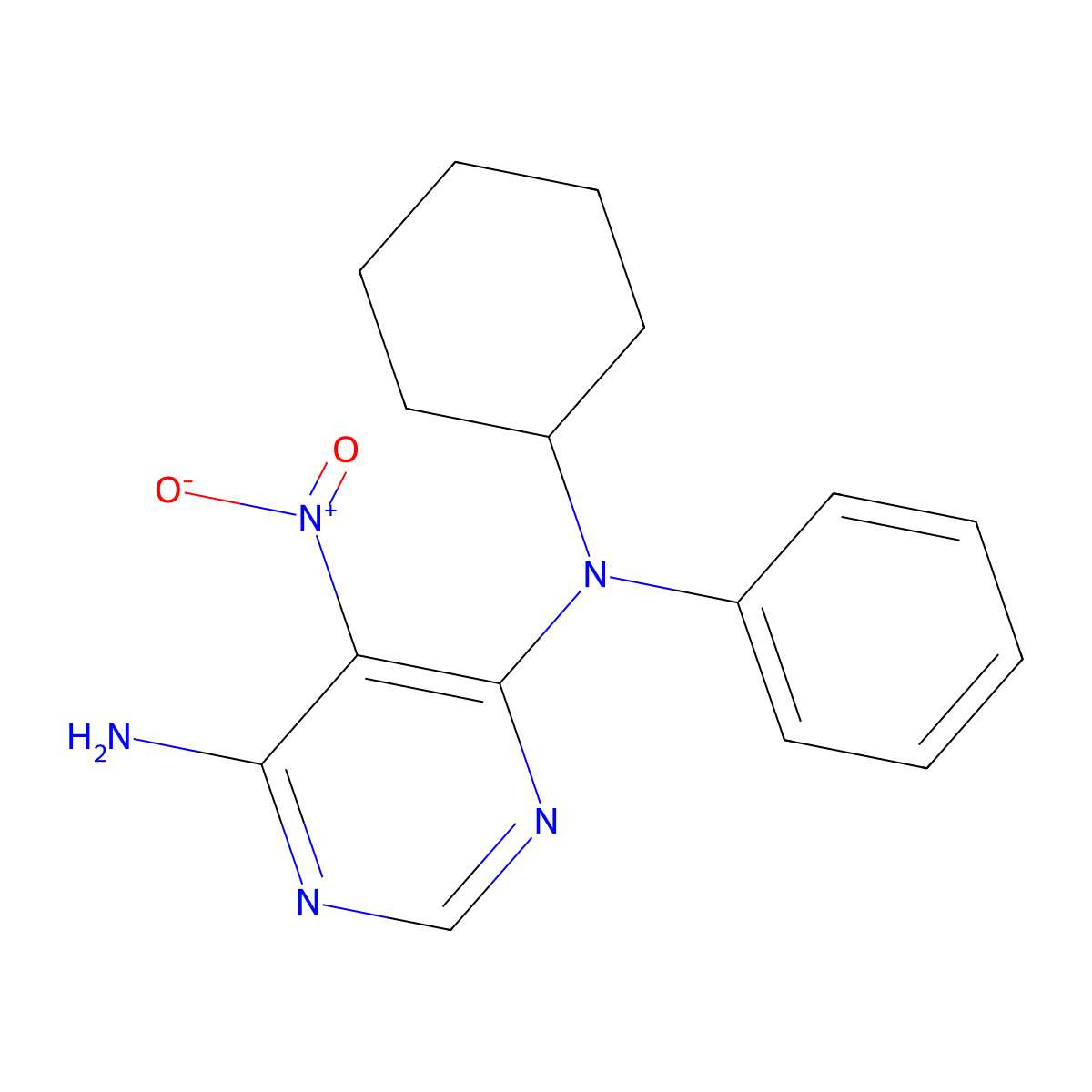 N4-cyclohexyl-5-nitro-N4-phenylpyrimidine-4,6-diamine molecular structure, CAS 450345-60-5
