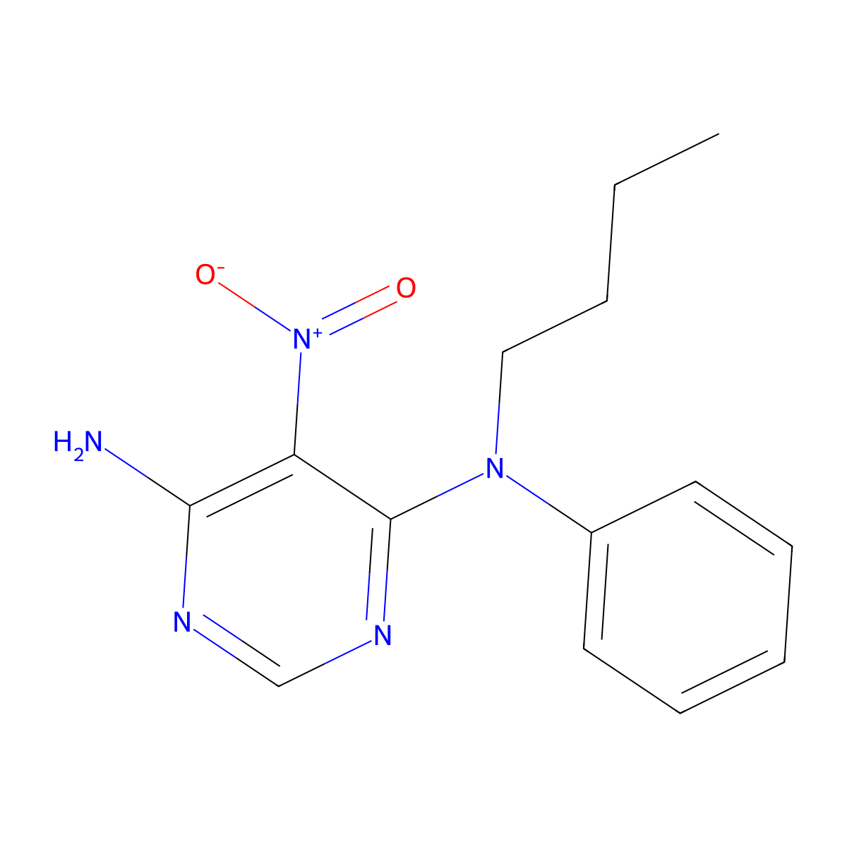 N4-butyl-5-nitro-N4-phenylpyrimidine-4,6-diamine molecular structure, CAS 450345-62-7