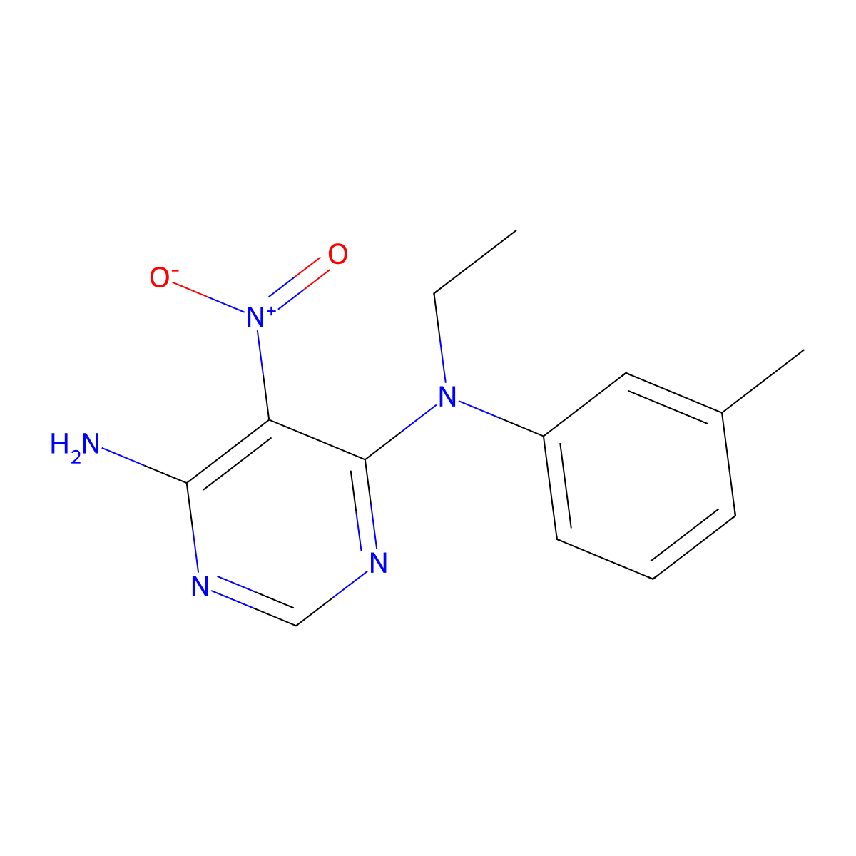 N4-ethyl-5-nitro-N4-(m-tolyl)pyrimidine-4,6-diamine molecular structure, CAS 450345-65-0
