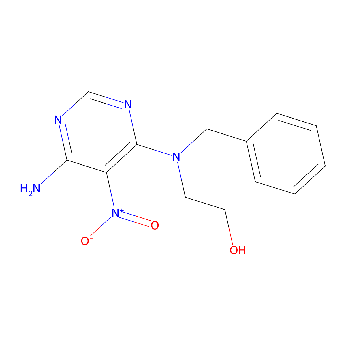 2-((6-Amino-5-nitropyrimidin-4-yl)(benzyl)amino)ethanol molecular structure, CAS 450345-69-4