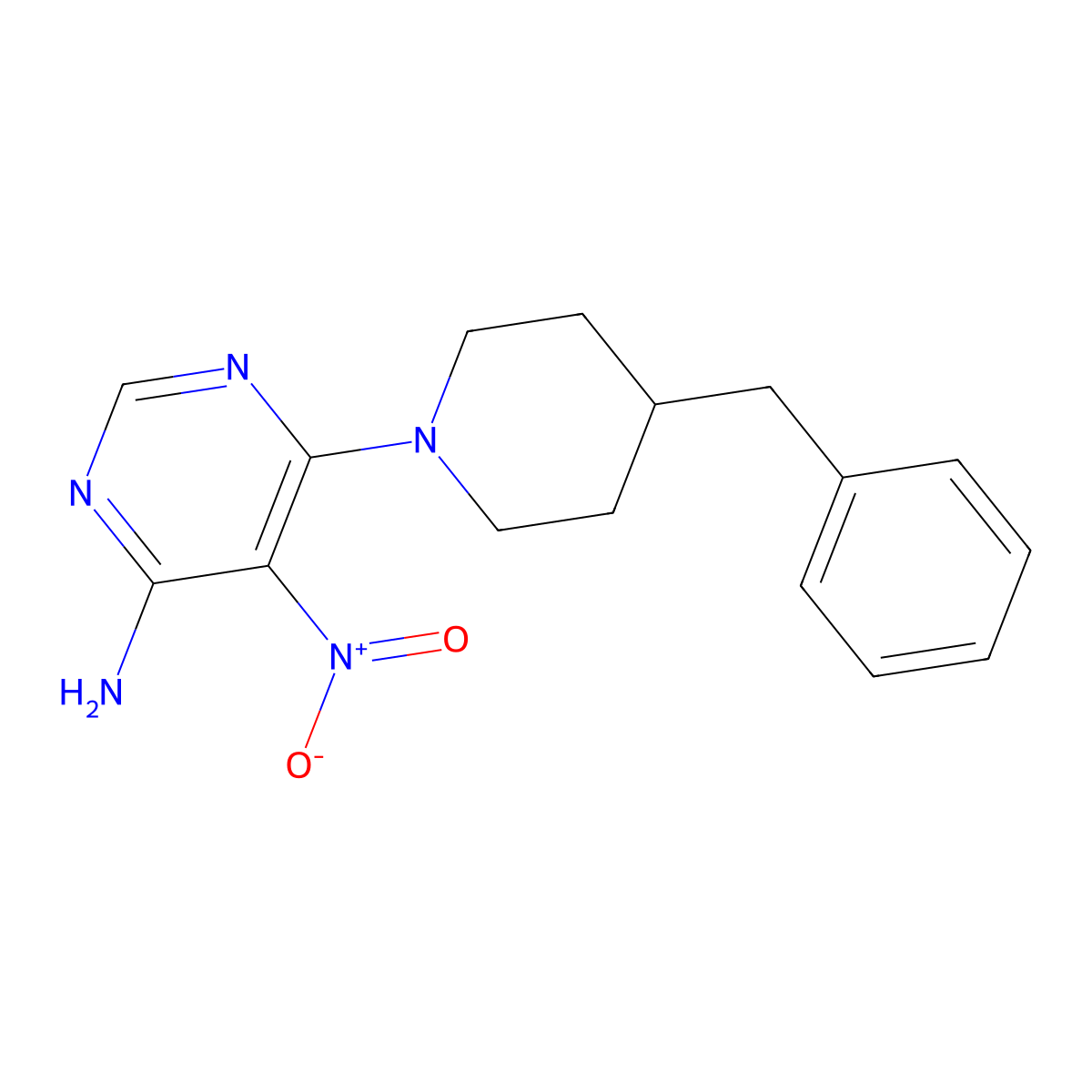 6-(4-Benzylpiperidin-1-yl)-5-nitropyrimidin-4-amine molecular structure, CAS 450345-76-3