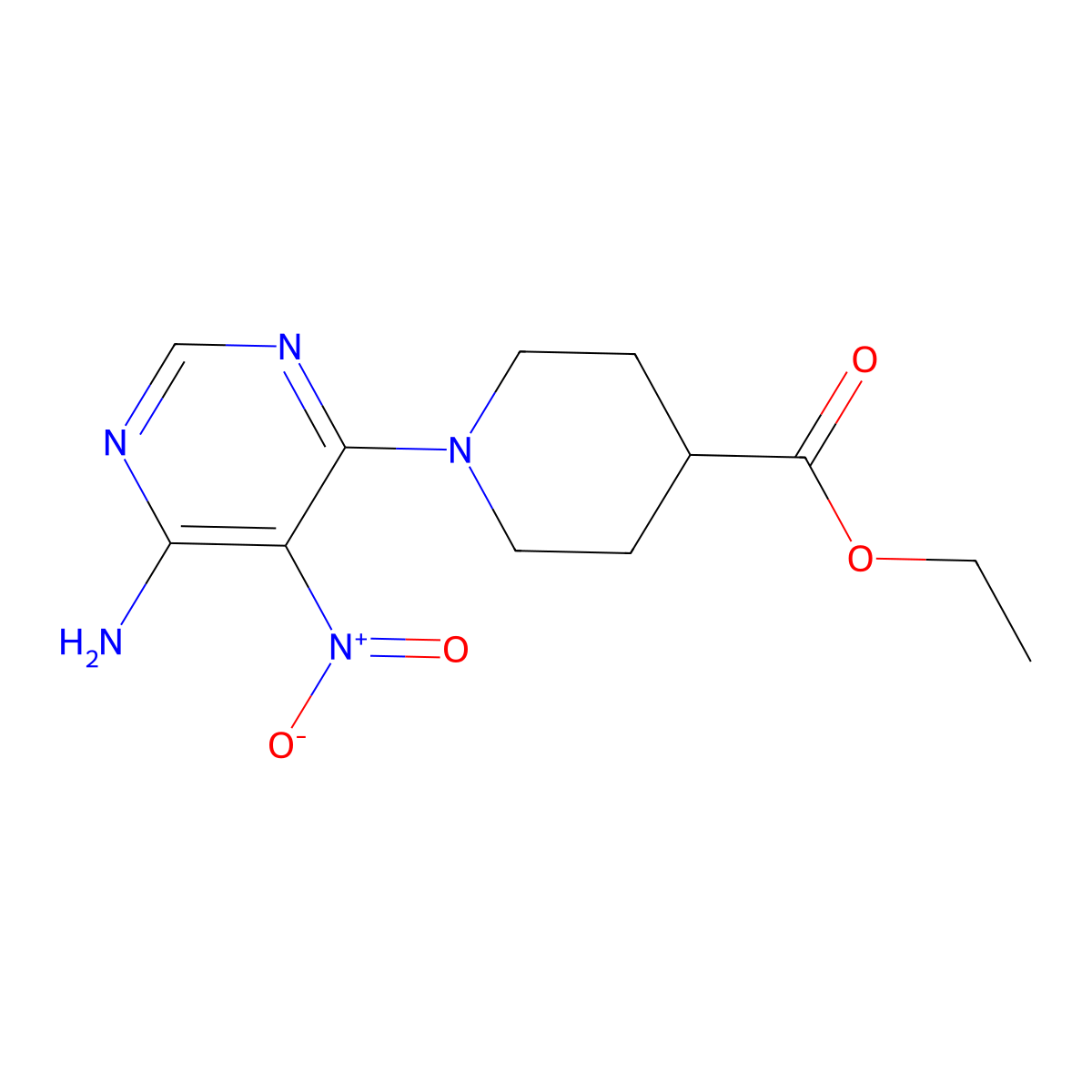 Ethyl 1-(6-amino-5-nitropyrimidin-4-yl)piperidine-4-carboxylate molecular structure, CAS 450345-77-4