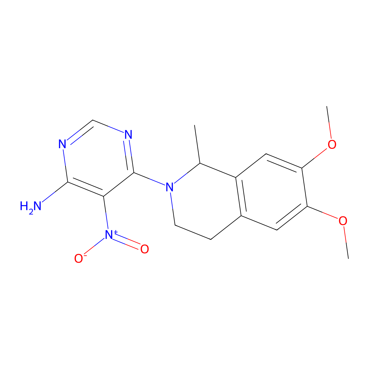 6-(6,7-dimethoxy-1-methyl-3,4-dihydroisoquinolin-2(1H)-yl)-5-nitropyrimidin-4-amine molecular structure, CAS 450345-85-4