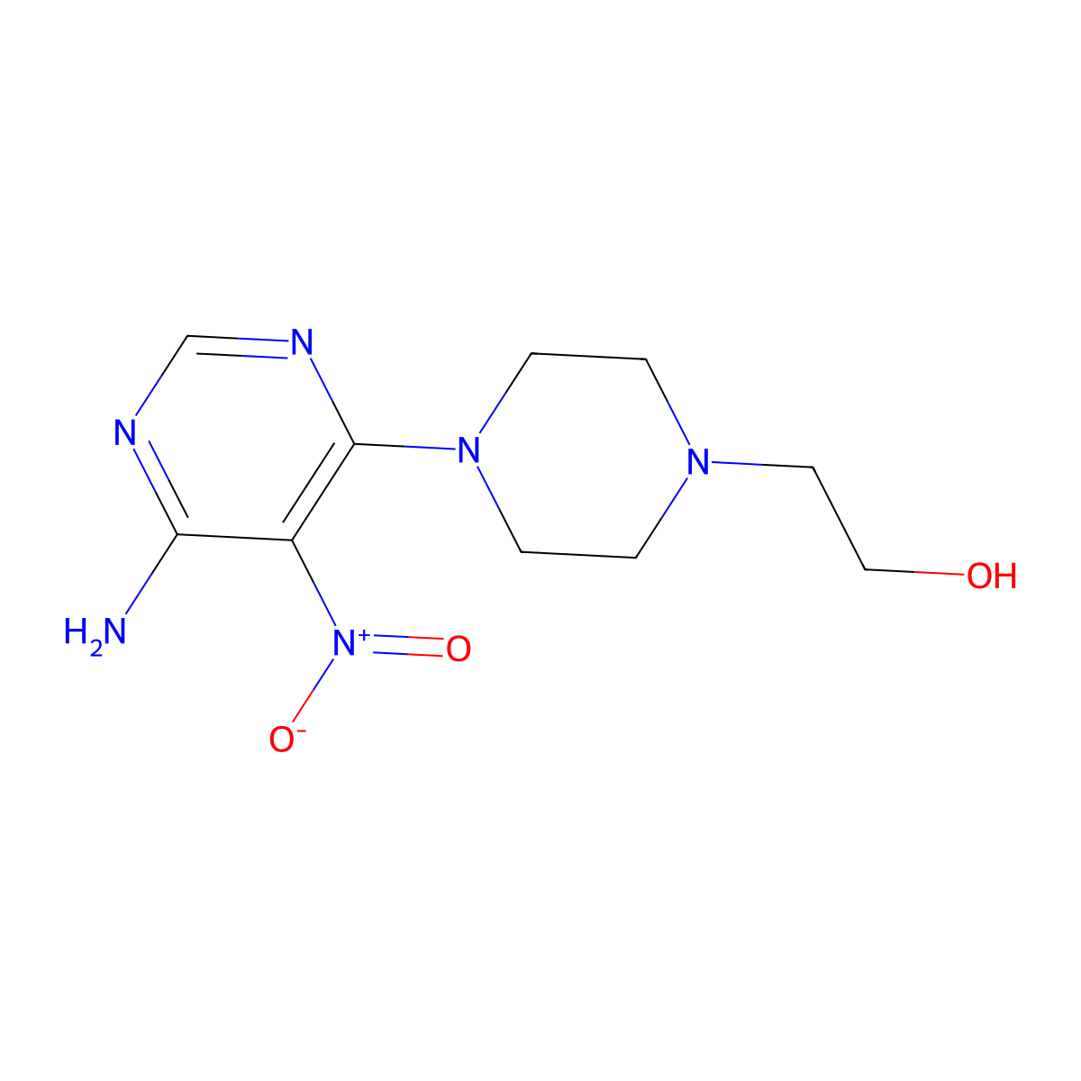 2-(4-(6-Amino-5-nitropyrimidin-4-yl)piperazin-1-yl)ethanol molecular structure, CAS 450345-86-5