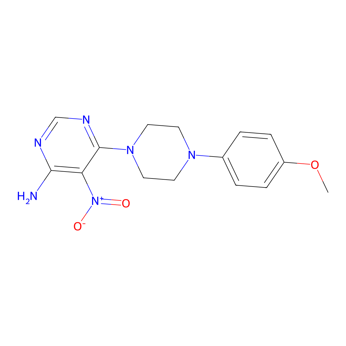 6-[4-(4-Methoxyphenyl)piperazin-1-yl]-5-nitropyrimidin-4-amine molecular structure, CAS 450345-90-1