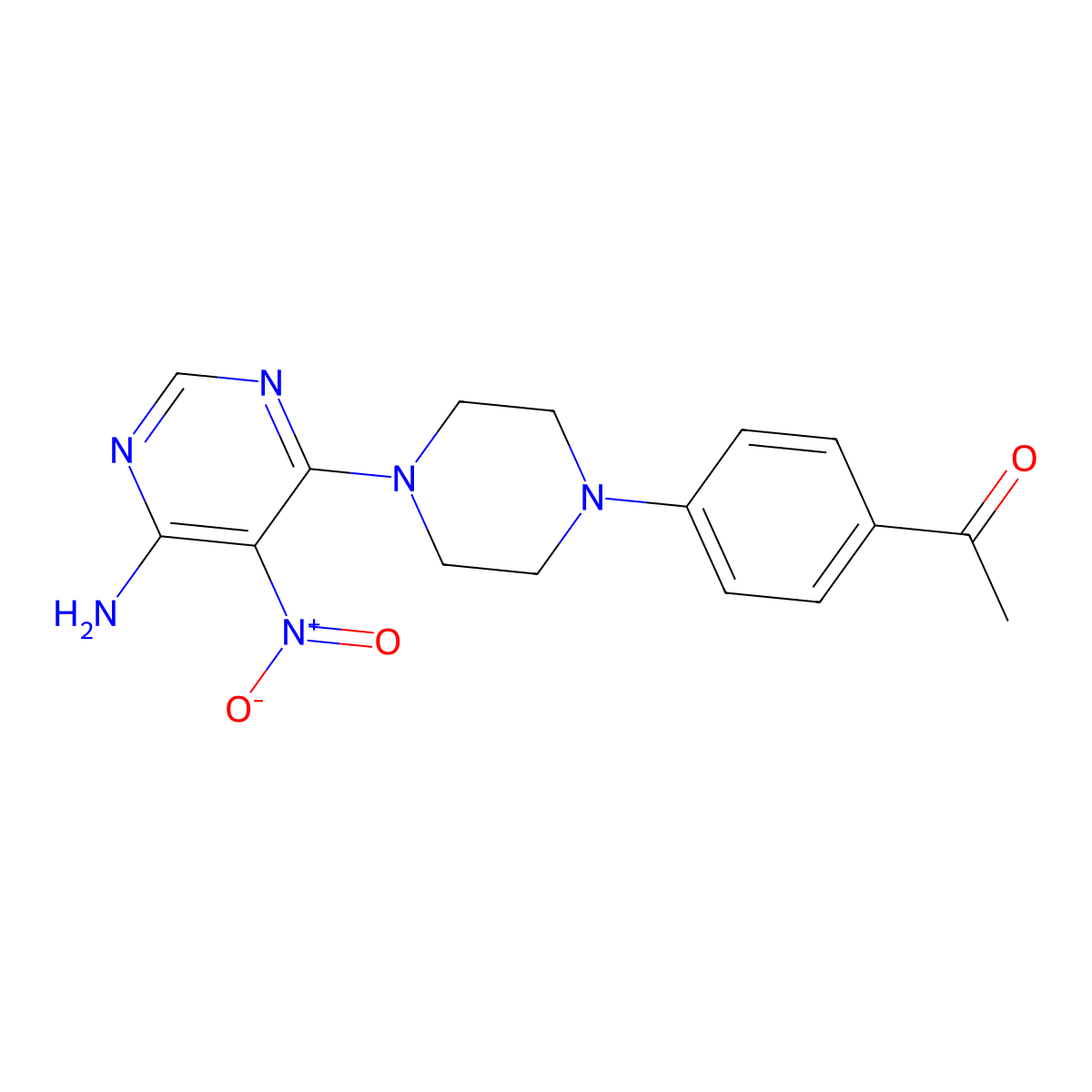 1-(4-(4-(6-Amino-5-nitropyrimidin-4-yl)piperazin-1-yl)phenyl)ethanone molecular structure, CAS 450345-91-2