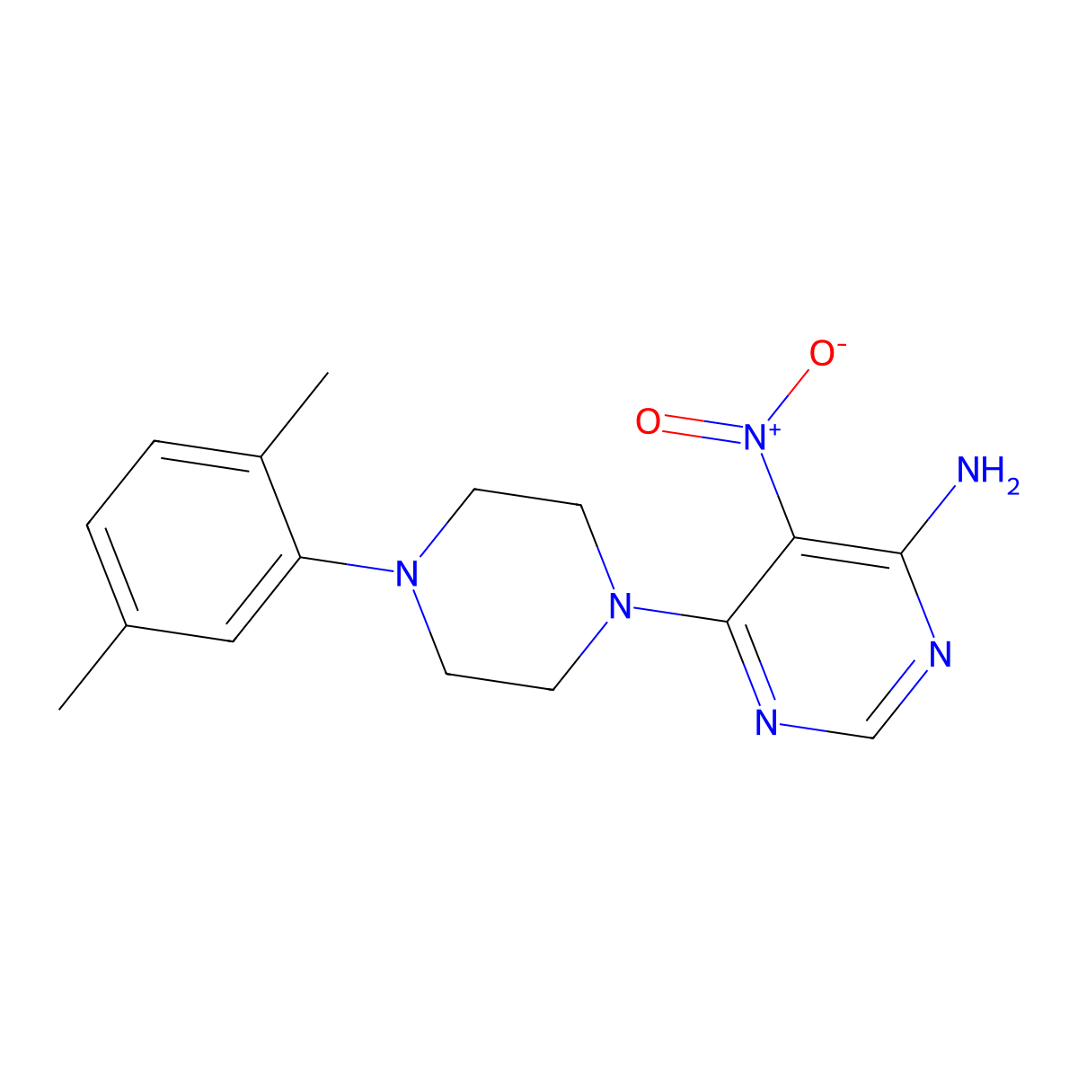 6-[4-(2,5-Dimethylphenyl)piperazin-1-yl]-5-nitropyrimidin-4-amine molecular structure, CAS 450345-98-9