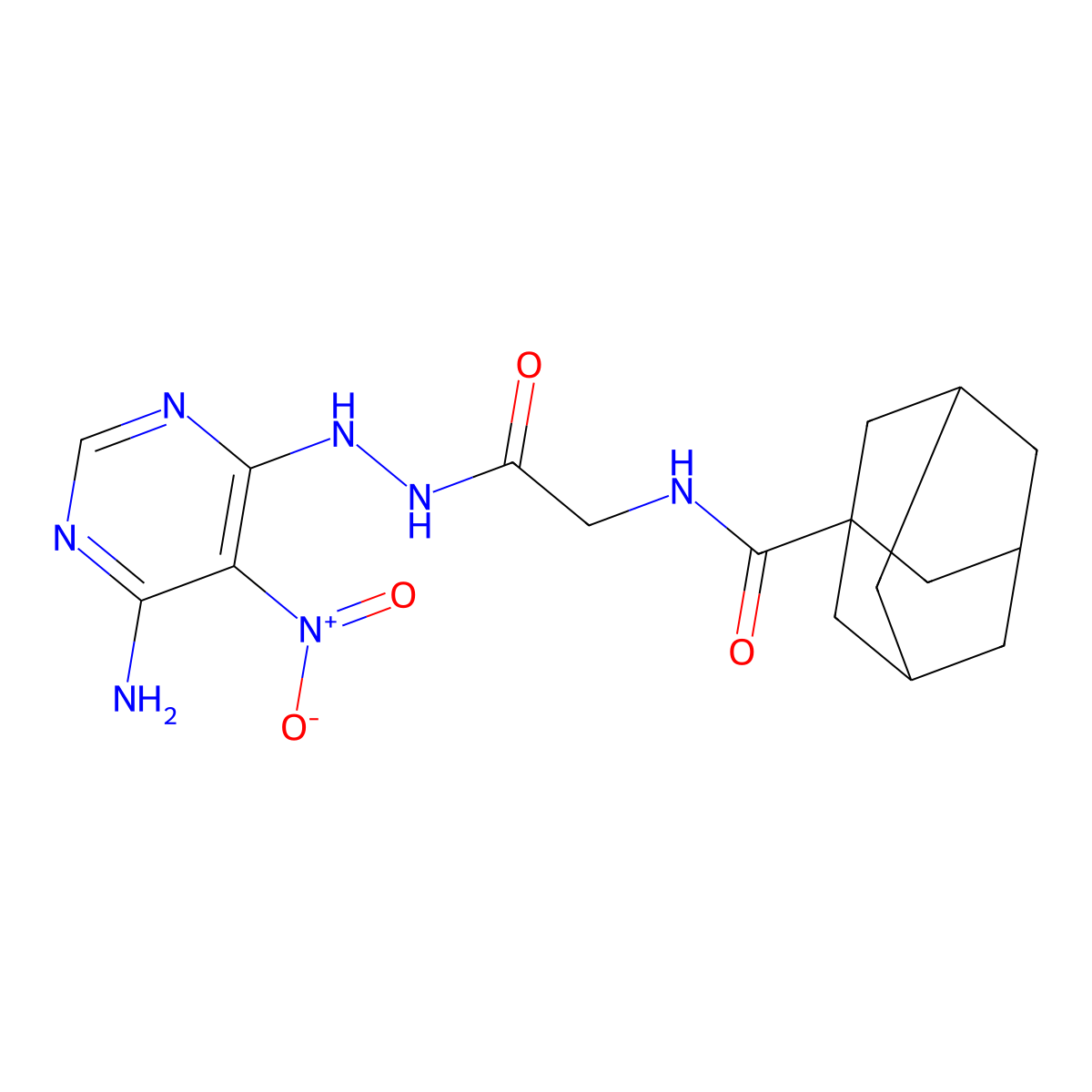 N-[2-[2-(6-amino-5-nitropyrimidin-4-yl)hydrazinyl]-2-oxoethyl]adamantane-1-carboxamide molecular structure, CAS 450346-03-9