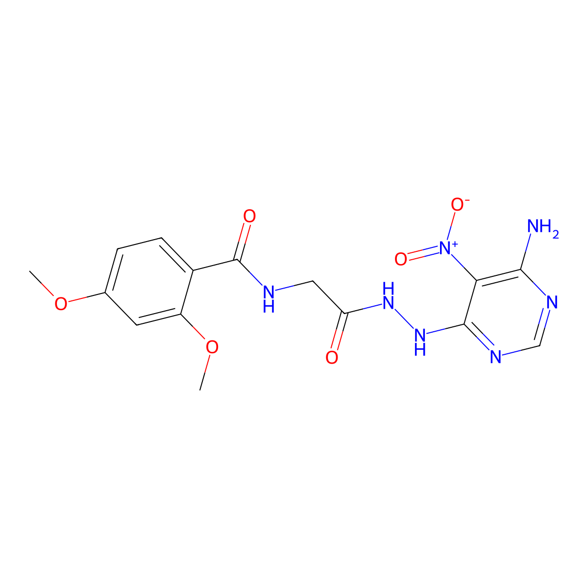 N-(2-(2-(6-amino-5-nitropyrimidin-4-yl)hydrazinyl)-2-oxoethyl)-2,4-dimethoxybenzamide molecular structure, CAS 450346-12-0