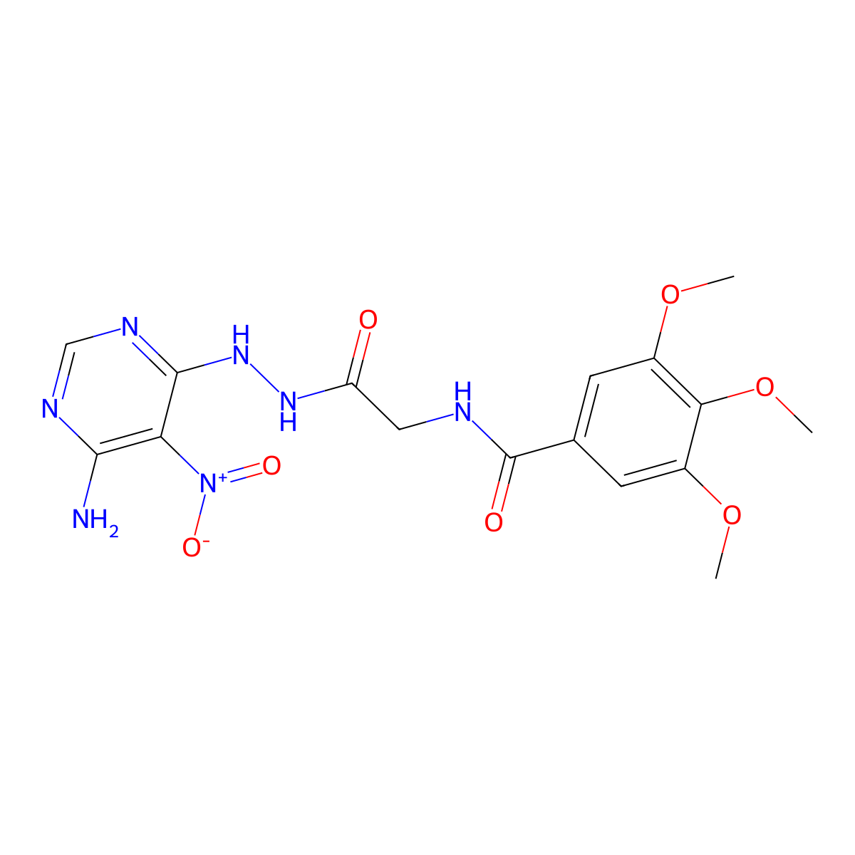 N-(2-(2-(6-amino-5-nitropyrimidin-4-yl)hydrazinyl)-2-oxoethyl)-3,4,5-trimethoxybenzamide molecular structure, CAS 450346-15-3