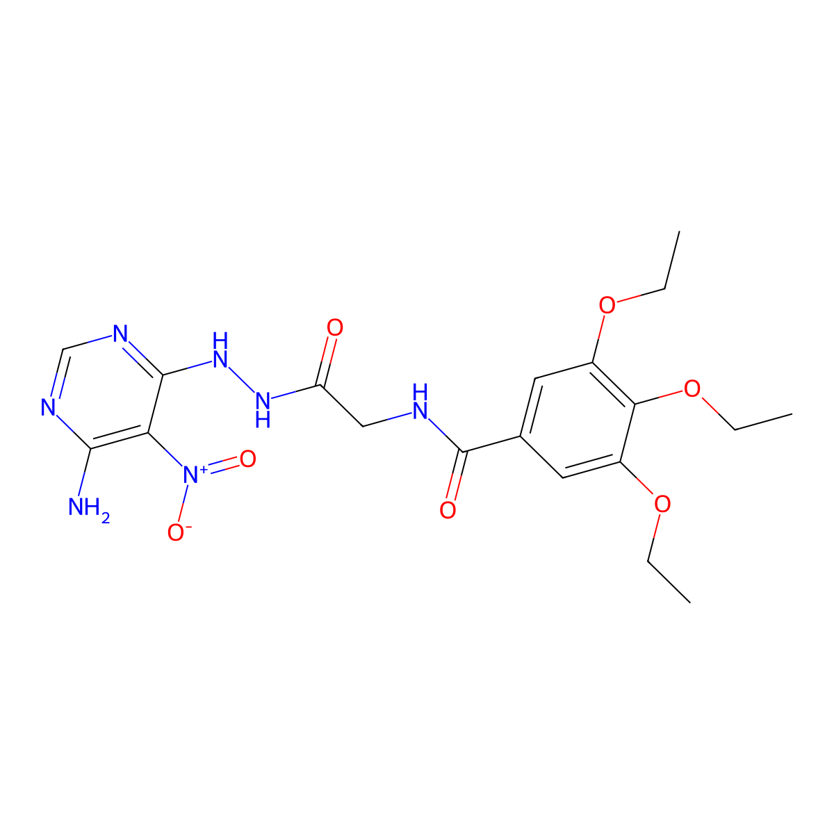 N-(2-(2-(6-amino-5-nitropyrimidin-4-yl)hydrazinyl)-2-oxoethyl)-3,4,5-triethoxybenzamide molecular structure, CAS 450346-16-4