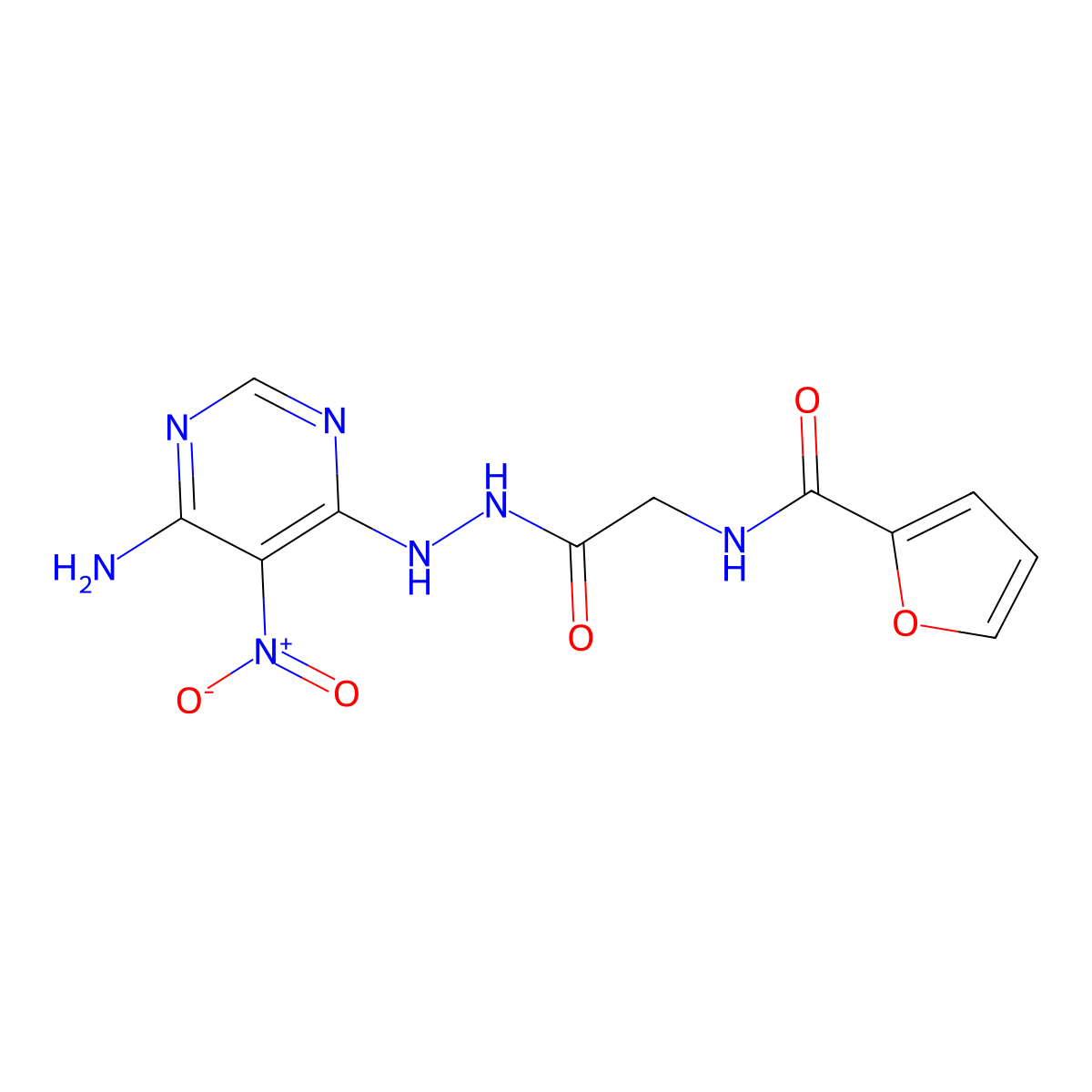 N-(2-(2-(6-amino-5-nitropyrimidin-4-yl)hydrazinyl)-2-oxoethyl)furan-2-carboxamide molecular structure, CAS 450346-23-3