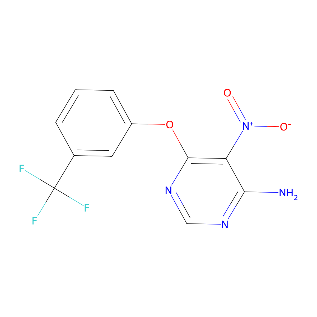 5-Nitro-6-[3-(trifluoromethyl)phenoxy]pyrimidin-4-amine molecular structure, CAS 450346-29-9