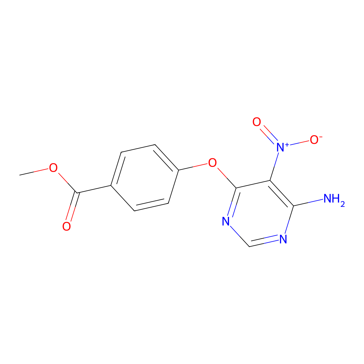 Methyl 4-(6-amino-5-nitropyrimidin-4-yl)oxybenzoate molecular structure, CAS 450346-32-4