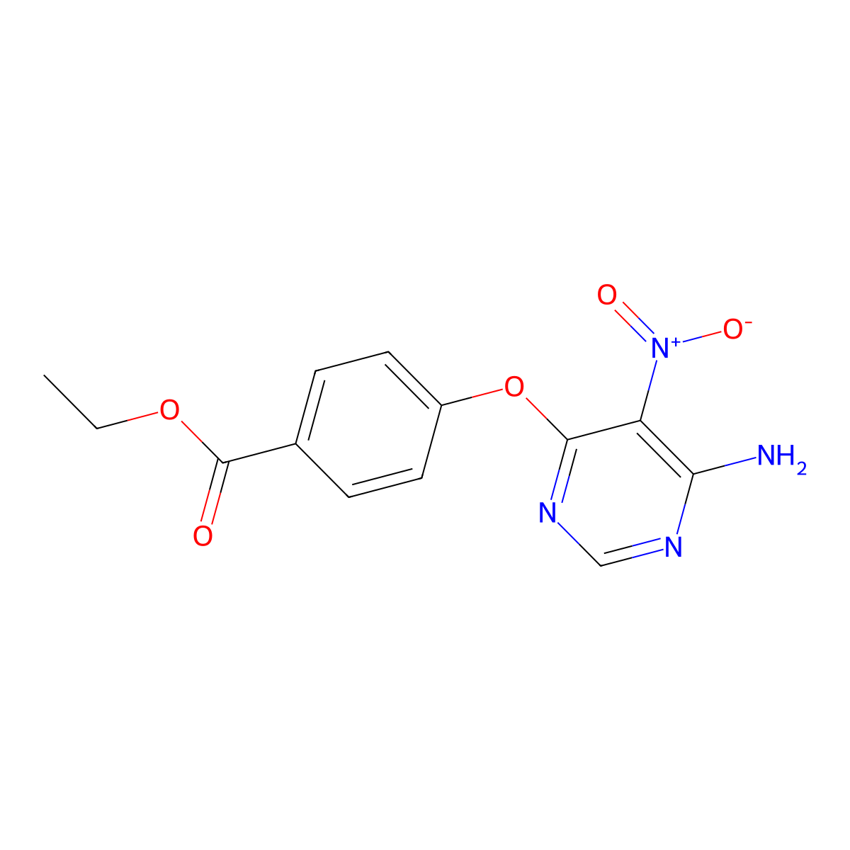 Ethyl 4-(6-amino-5-nitropyrimidin-4-yl)oxybenzoate molecular structure, CAS 450346-33-5