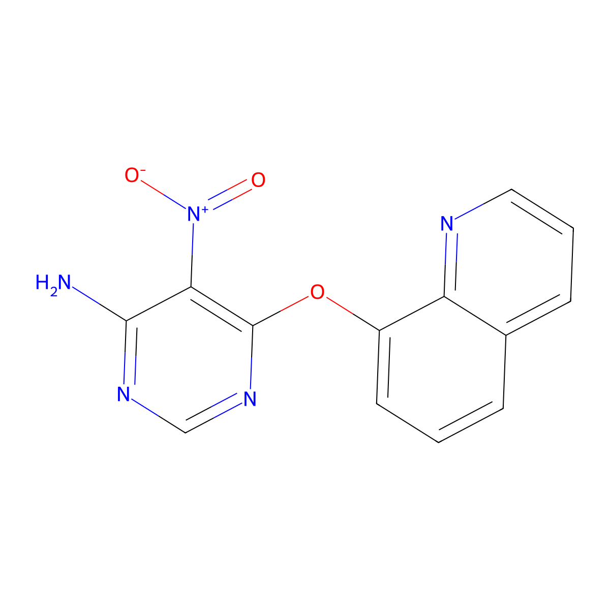 5-Nitro-6-(quinolin-8-yloxy)pyrimidin-4-amine molecular structure, CAS 450346-37-9